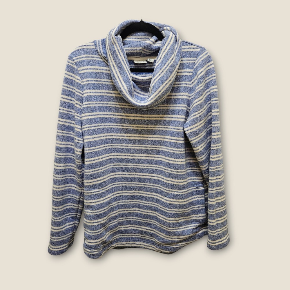 LL Bean Women's L‎ Striped Cowl Neck Pullover Knit Long Sleeve Top Sweatshirt
